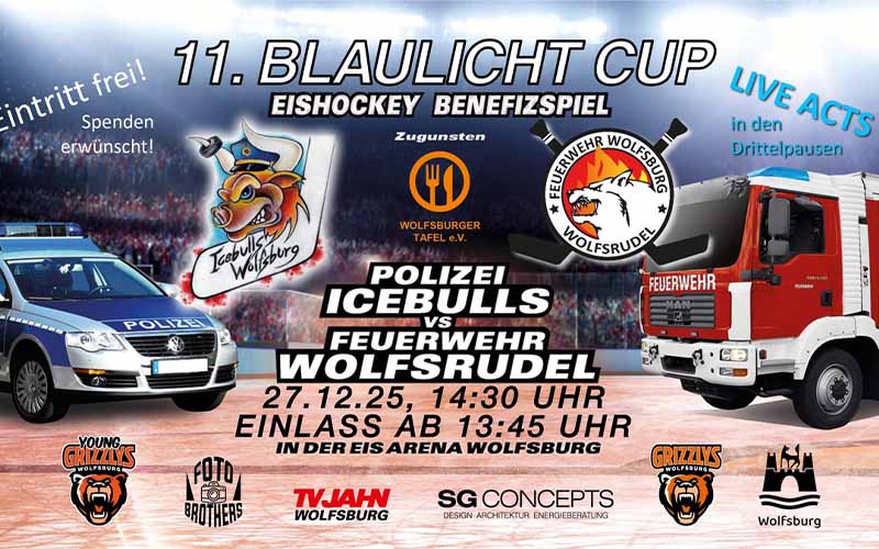 Am Samstag, den 27. Dezember 2025, findet zum 11. Mal der "Blaulicht-Cup" in der Wolfsburger Eis-Arena im Allerpark statt.