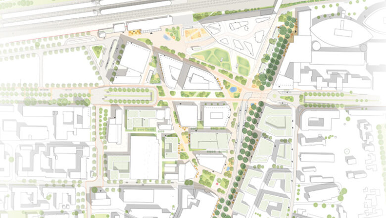 Mehr Grün, viel Wasser – so stellen sich die Planer*innen das neue Nordkopfquartier Mitte vor
